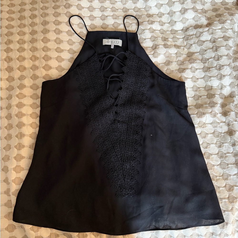 Black Lace Detail Women's Top